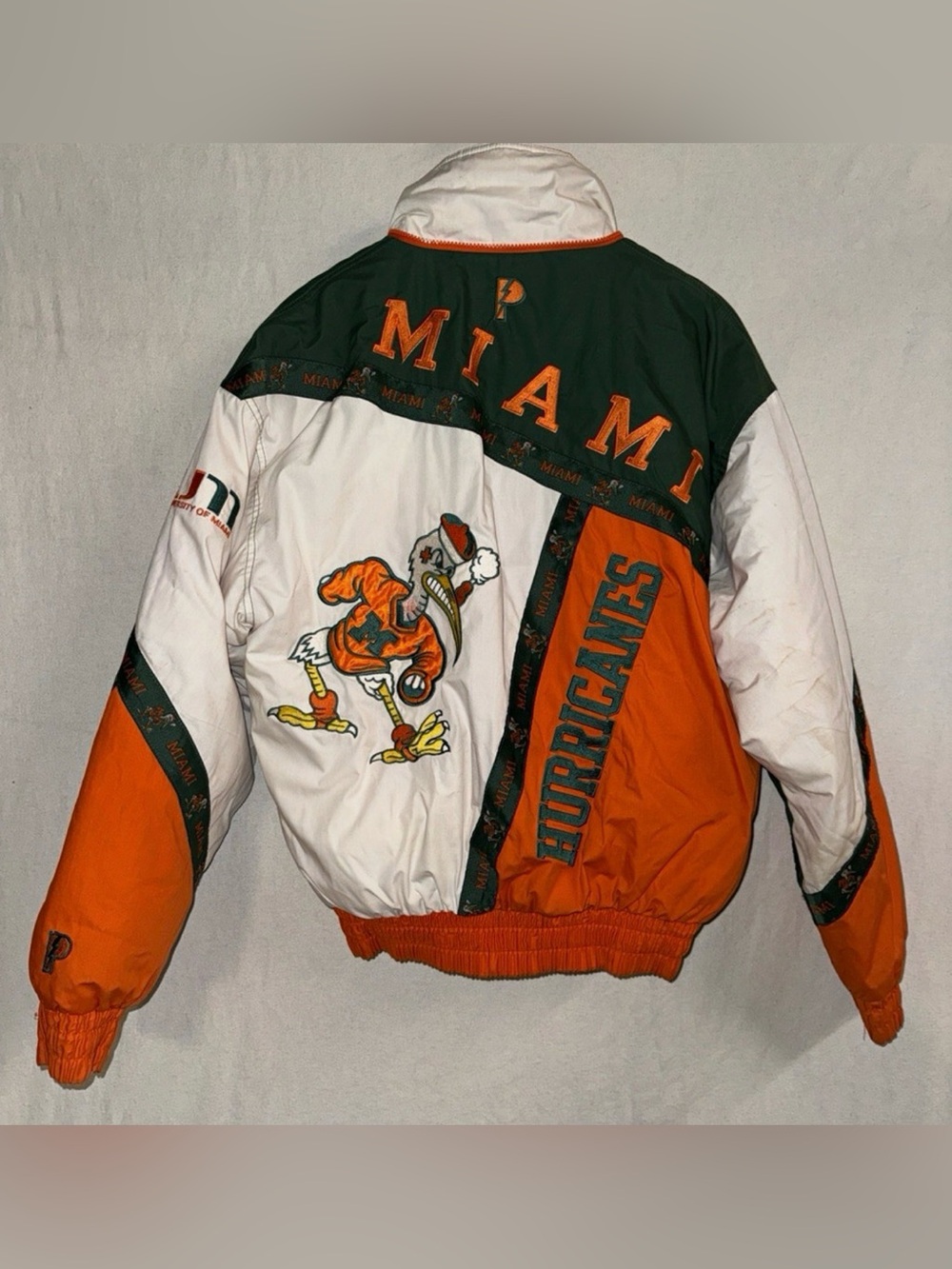 Vintage Miami Hurricanes Pro Player Jacket M Sebastian Ibis Embroidered
